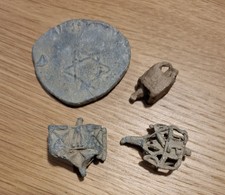 LOT 4x Blei Judaica - Dreidel